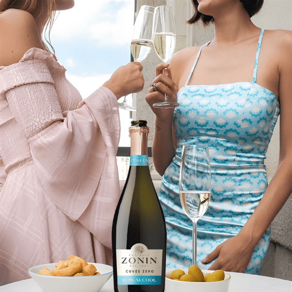 Zonin cuvée zero spumante analcolico da vino dealcolato italiano 0,3% demi-sec Italian alcohol free sparkling wine Made in Italy 0,75l - immagine 3