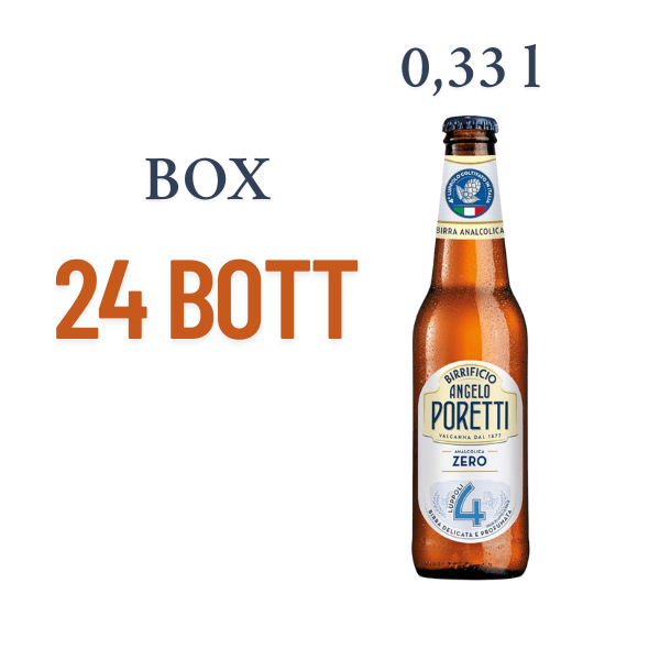 4 luppoli analcolica Zero Angelo Poretti birra analcolica 0,5% BOX 24 bottiglie 33 cl