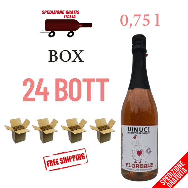 Vinuci Floreale spumante analcolico rosè Pinot Nero e Airen da vino dealcolato vegan 0.0 offerta box 24 bottiglie con spedizione gratuita