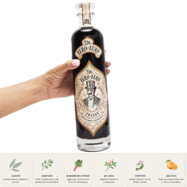Dr Zero Zero AmarNo Amaro Analcolico <0,5% - Amaro Italiano Senza Alcol - ZeroAlcol - immagine 3